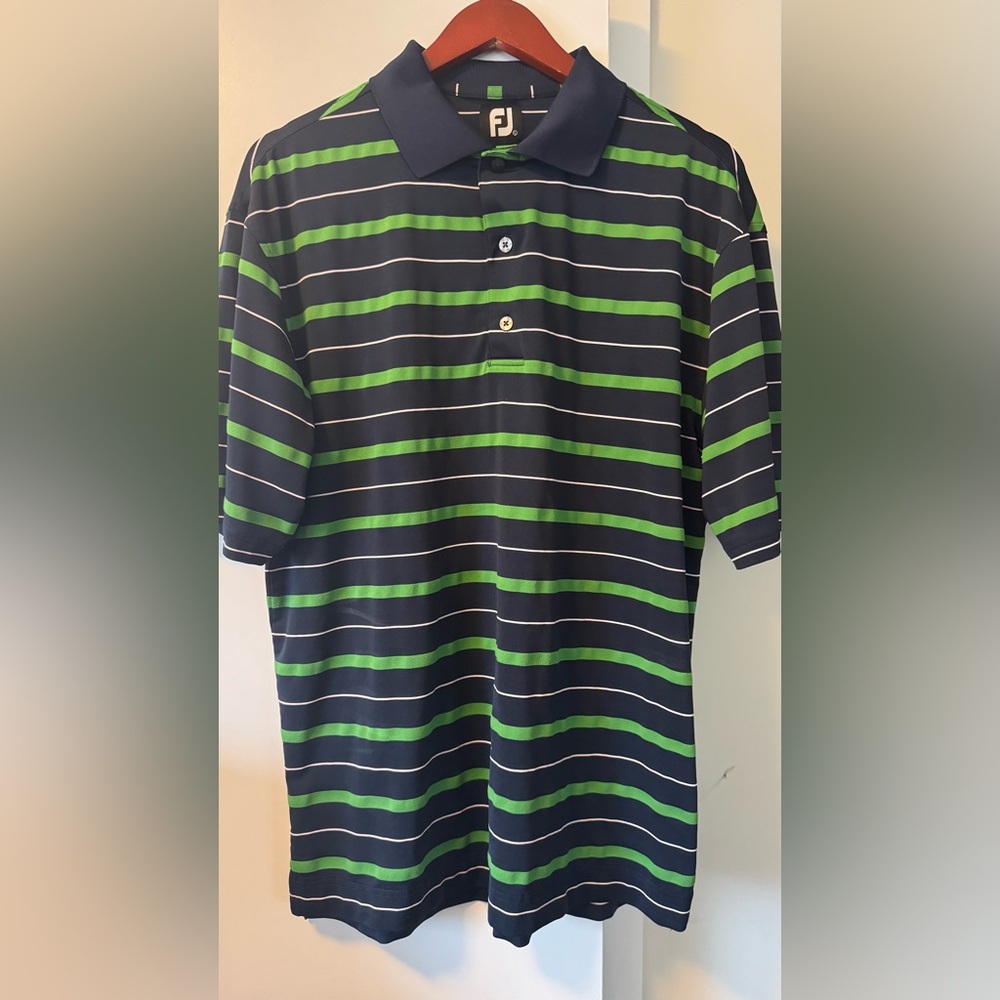 3 for $33 bundle FJ FOOTJOY Men's Polo Shirt, Navy Green Stretch Golf large
